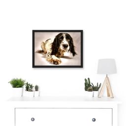 Artery8 Springer Spaniel Cute Dog Artwork Framed Wall Art Print A4 in Black - thumbnail 2
