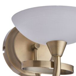Loops Dimming LED Wall Light Brass & White Lined Glass Vintage Curved Lamp Fitting - thumbnail 3
