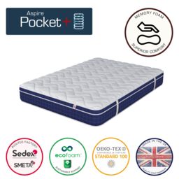 Aspire Invigorate Pocket Memory Foam Hybrid Mattress in White - Size: Double - thumbnail 2