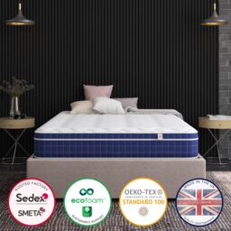 Aspire Invigorate Pocket Memory Foam Hybrid Mattress in White - Size: Double - thumbnail 6