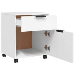 Berkfield Home Mobile File Cabinet with Wheels White 45x38x54 cm Engineered Wood - Size: 45 x 38 x 54 cm - thumbnail 4