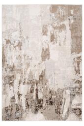 Beige Contemporary Distressed Abstract Luxury Sheen Rug
