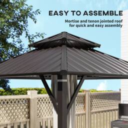OUTSUNNY 3 x 3(m) Hardtop Gazebo with Metal Roof, Netting & Curtains in Beige - thumbnail 5