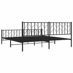 Berkfield Home Metal Bed Frame without Mattress with Footboard Black 193x203cm - Size: 193x203 cm - thumbnail 8