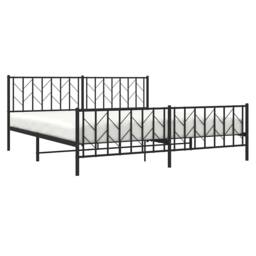 Berkfield Home Metal Bed Frame without Mattress with Footboard Black 193x203cm - Size: 193x203 cm - thumbnail 5
