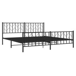 Berkfield Home Metal Bed Frame without Mattress with Footboard Black 193x203cm - Size: 193x203 cm - thumbnail 4