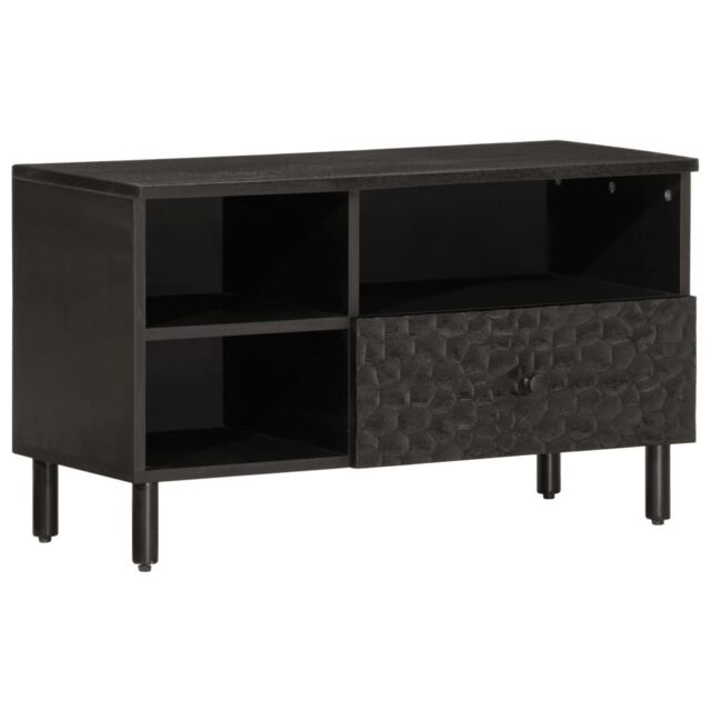 Berkfield Home TV Cabinet Black 80x33x46 cm Solid Wood Mango - Size: 80 x 33 x 46 cm - image 1
