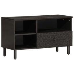 Berkfield Home TV Cabinet Black 80x33x46 cm Solid Wood Mango - Size: 80 x 33 x 46 cm - thumbnail 1