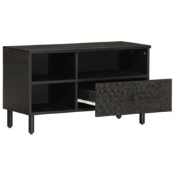 Berkfield Home TV Cabinet Black 80x33x46 cm Solid Wood Mango - Size: 80 x 33 x 46 cm - thumbnail 3
