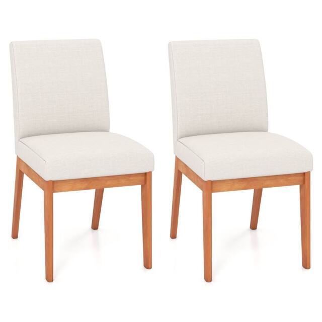 Costway 2PCS Modern Kitchen Dining Chair Upholstered Armless Accent Chair in Beige - image 1