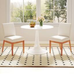 Costway 2PCS Modern Kitchen Dining Chair Upholstered Armless Accent Chair in Beige - thumbnail 7