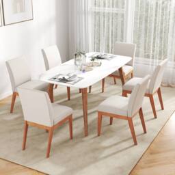Costway 2PCS Modern Kitchen Dining Chair Upholstered Armless Accent Chair in Beige - thumbnail 8