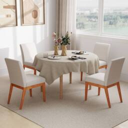 Costway 2PCS Modern Kitchen Dining Chair Upholstered Armless Accent Chair in Beige - thumbnail 6