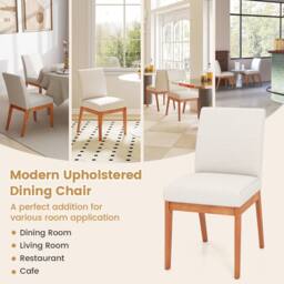 Costway 2PCS Modern Kitchen Dining Chair Upholstered Armless Accent Chair in Beige - thumbnail 4