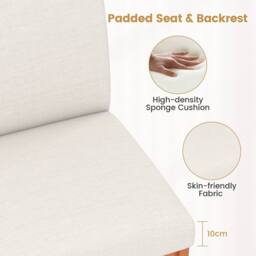 Costway 2PCS Modern Kitchen Dining Chair Upholstered Armless Accent Chair in Beige - thumbnail 3