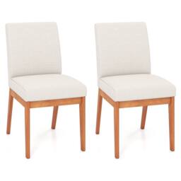 Costway 2PCS Modern Kitchen Dining Chair Upholstered Armless Accent Chair in Beige - thumbnail 1