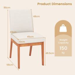 Costway 2PCS Modern Kitchen Dining Chair Upholstered Armless Accent Chair in Beige - thumbnail 9