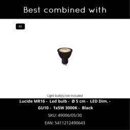 Lucide 'CARO' Dimmable Tiltable Stylish Indoor Ceiling Spotlight Bar 4xGU10 in Black - thumbnail 6