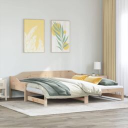 Berkfield Home Daybed with Trundle without Mattress 90x190 cm Single Solid Wood in Brown - thumbnail 4