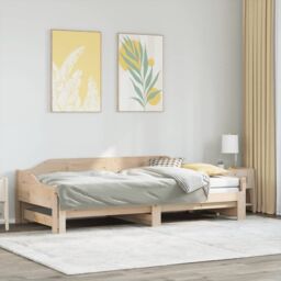 Berkfield Home Daybed with Trundle without Mattress 90x190 cm Single Solid Wood in Brown - thumbnail 1