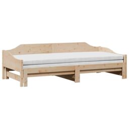 Berkfield Home Daybed with Trundle without Mattress 90x190 cm Single Solid Wood in Brown - thumbnail 3
