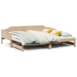 Berkfield Home Daybed with Trundle without Mattress 90x190 cm Single Solid Wood in Brown - thumbnail 2
