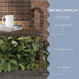 SPETLEK Brown 2 Seater Rattan Bench Outdoor Garden Relaxing Armchair Seat - Size: 100 cm x 100 cm - thumbnail 4