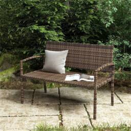 SPETLEK Brown 2 Seater Rattan Bench Outdoor Garden Relaxing Armchair Seat - Size: 100 cm x 100 cm - thumbnail 3