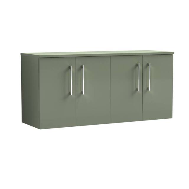 Balterley Level 1200mm Wall Hung 4 Door Vanity Unit with Worktop - Satin Green - image 1