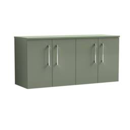 Balterley Level 1200mm Wall Hung 4 Door Vanity Unit with Worktop - Satin Green