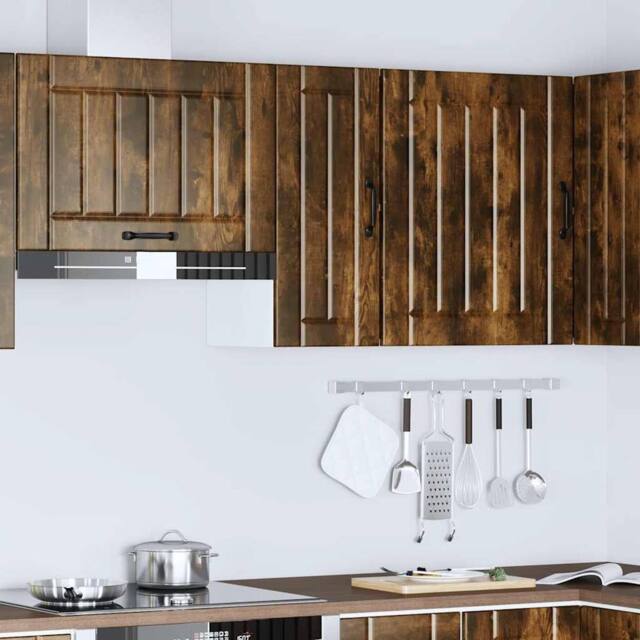 Berkfield Home Kitchen Wall Cabinet Lucca Smoked Oak Engineered Wood in Brown - image 1