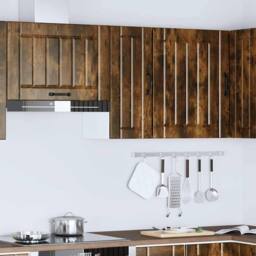 Berkfield Home Kitchen Wall Cabinet Lucca Smoked Oak Engineered Wood in Brown - thumbnail 1