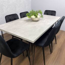 KOSY KOALA Dining Table With 6 Chairs Modern Grey Dining Table Set With 6 Black Velvet Chairs Dining Room Furniture in Brown - thumbnail 5