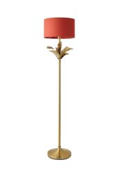 ValueLights Christina Fabric Drum Shade Gold Palm Leaf Detail Floor Lamp in Burnt Orange - thumbnail 6