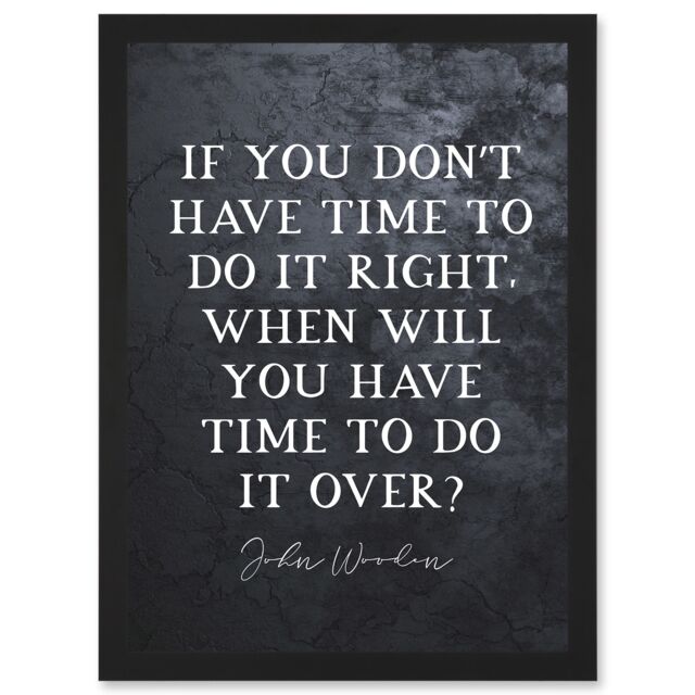 Artery8 Slate Quote John Wooden Do It Right Do It Over Basketball Coach Inspiring Sports Artwork Framed Wall Art Print A4 in Black - image 1