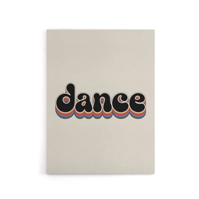 "Artery8 Dance Funky Rainbow Retro Font Typography Word Canvas Wall Art Print in Beige - Size: W18"" x H24""" - image 1