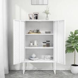 Berkfield Home Highboard White 80x35x135 cm Steel - Size: 80 x 35 x 135 cm - thumbnail 3