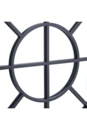 Living and Home D50cm Contemporary Round Metal Windowpane Wall Mirror in Black - thumbnail 4