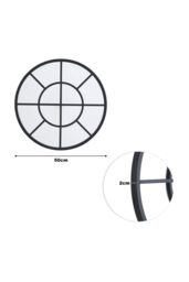 Living and Home D50cm Contemporary Round Metal Windowpane Wall Mirror in Black - thumbnail 6