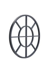 Living and Home D50cm Contemporary Round Metal Windowpane Wall Mirror in Black - thumbnail 3