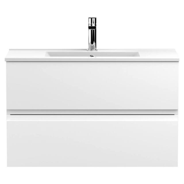 Balterley Mavesyn 2 Drawer Wall Hung Vanity Basin Unit, Satin White, 800mm in White - image 1