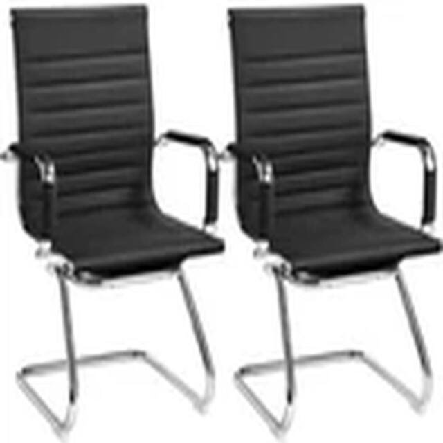 Havendro Faux Leather Office Guest Reception Chair Chair Set of 2, Black - image 1
