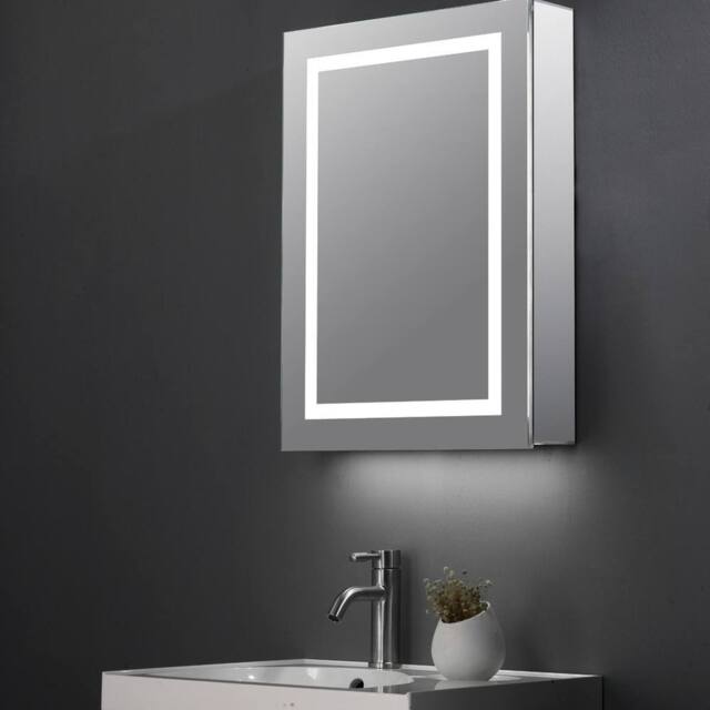 Bathroom Kingdom Jemima Illuminated LED Mirror Cabinet 700x500mm in Silver - image 1