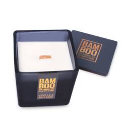Bamboo Large Soy Wax Candle - Vanilla & White Woods in Dark Grey - thumbnail 3