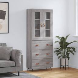 Berkfield Home Highboard Grey Sonoma 69.5x34x180 cm Engineered Wood - thumbnail 2