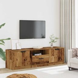 Berkfield Home TV Cabinet Old Wood 140x35x40 cm Engineered Wood in Brown - Size: 140 x 35 x 40 cm - thumbnail 3