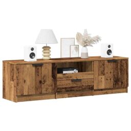 Berkfield Home TV Cabinet Old Wood 140x35x40 cm Engineered Wood in Brown - Size: 140 x 35 x 40 cm - thumbnail 1