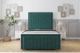 "Comfort Beds Emperor Plush Bed Frame - 50"" Upholstered Headboard in Emerald - Size: Small Double" - thumbnail 2