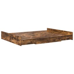 Berkfield Home Storage Bed Frame with Drawer with Headboard with Storage Smoked oak 140 x 200 cm in Brown - thumbnail 7