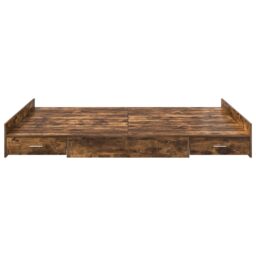 Berkfield Home Storage Bed Frame with Drawer with Headboard with Storage Smoked oak 140 x 200 cm in Brown - thumbnail 5